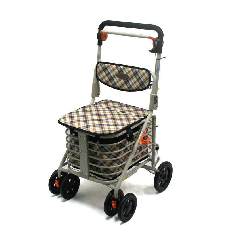 埃立娇老年人购物车老人手推车买菜休闲散步车可折叠老人助步车可坐带