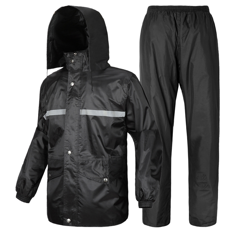 龙豹 LB0016 双面穿 电动车摩托车分体式时尚雨衣套装 户外雨裤雨披双层加厚 双面穿双层加厚-黑色 小号XL