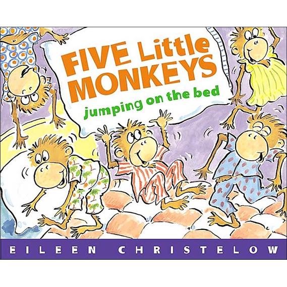 【精装】五只小孩子在床上跳  英文绘本进口原版  童趣绘本学前教育【4-6岁】