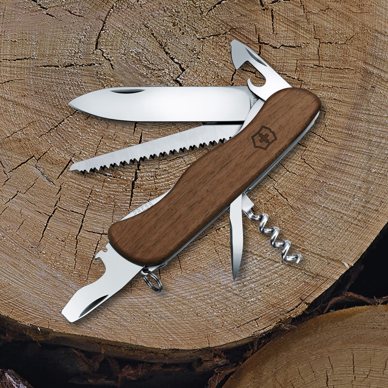 维氏(victorinox) 瑞士军刀原木丛林卫士111mm多功能折叠军士刀 胡桃