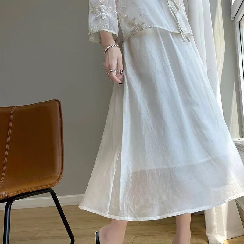 镜渝先生真丝缎面半身裙女士高腰中长款显瘦丝滑三醋酸新品百搭时尚a