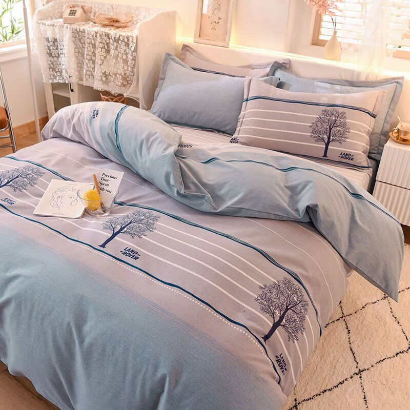 青诗兰悦磨毛四件套加厚被套不掉毛超厚宿舍三件套大气 安可-兰 1.
