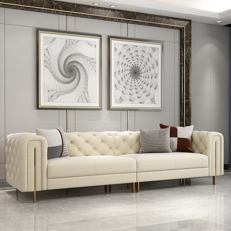 新款2023洋气后现代轻奢布艺沙发北欧乳胶科技布 四人位品牌前十名