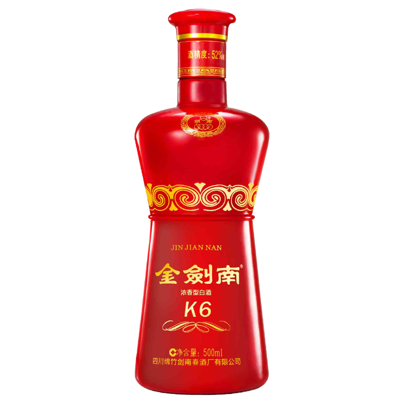 剑南春 金剑南k6(新版) 52度 单瓶装高度白酒 500ml 口感浓香型chamde