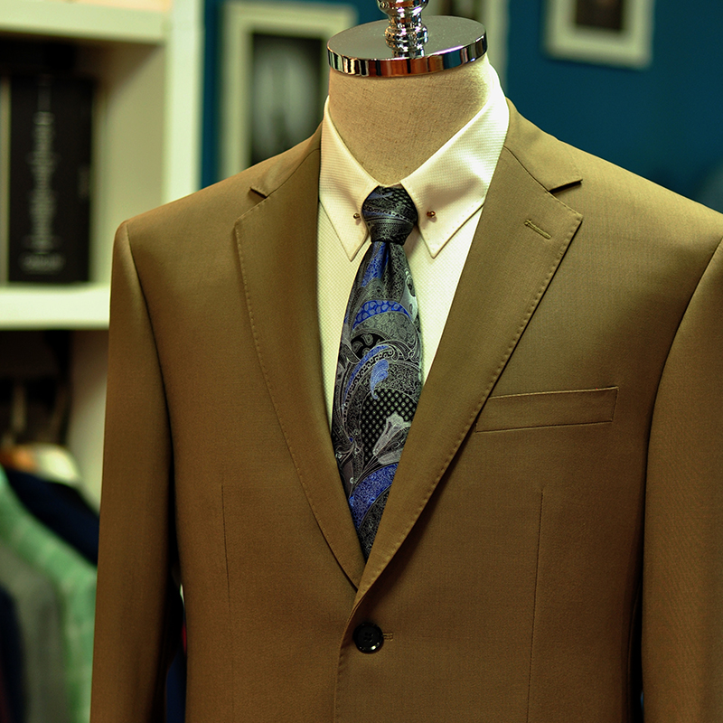 世佳宝scabal coolwool系列 高级棕颜色商务休闲西服定制 一衣一裤