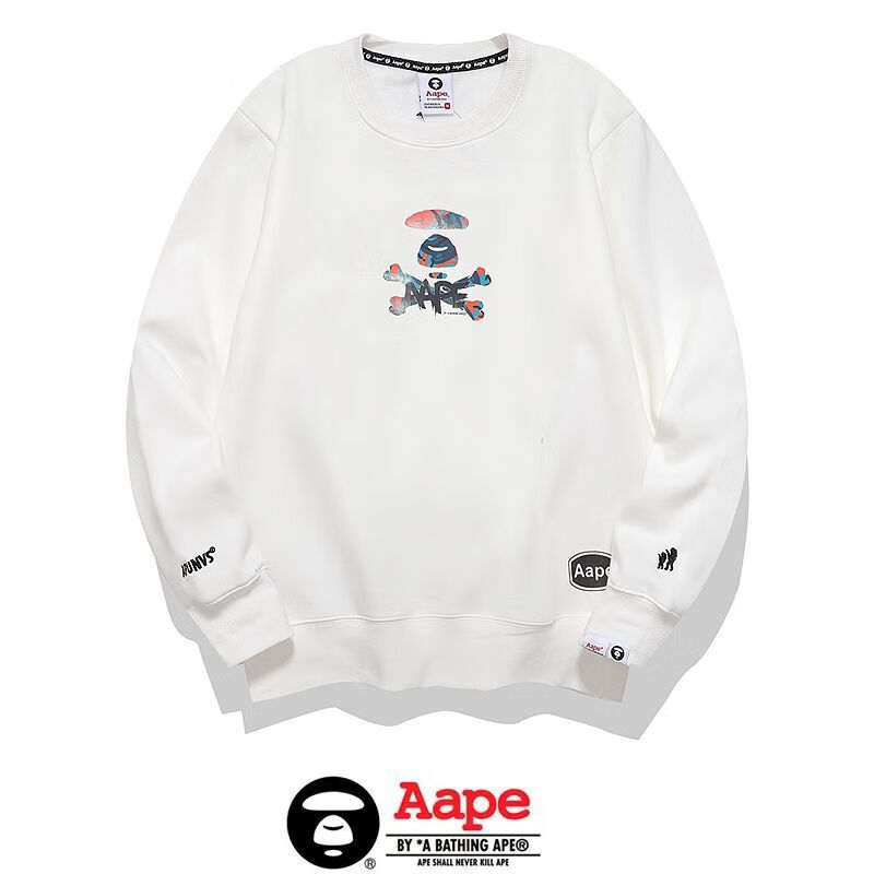 aape新款秋冬外套纯棉上衣潮牌简约ape长袖猿人头加绒卫衣男女情侣装