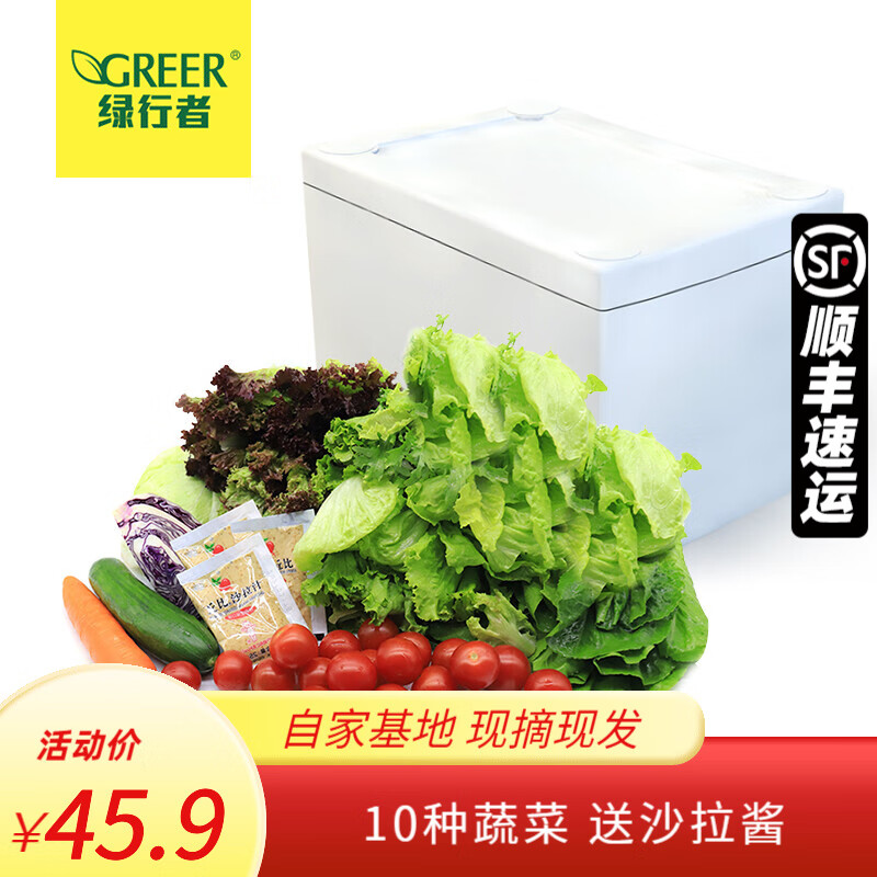 绿行者 新鲜蔬菜沙拉1kg 现摘生菜组合叶菜沙拉2斤 混合蔬菜3斤 健康轻食 顺丰配送 混合蔬菜沙拉3斤 （独立袋装））