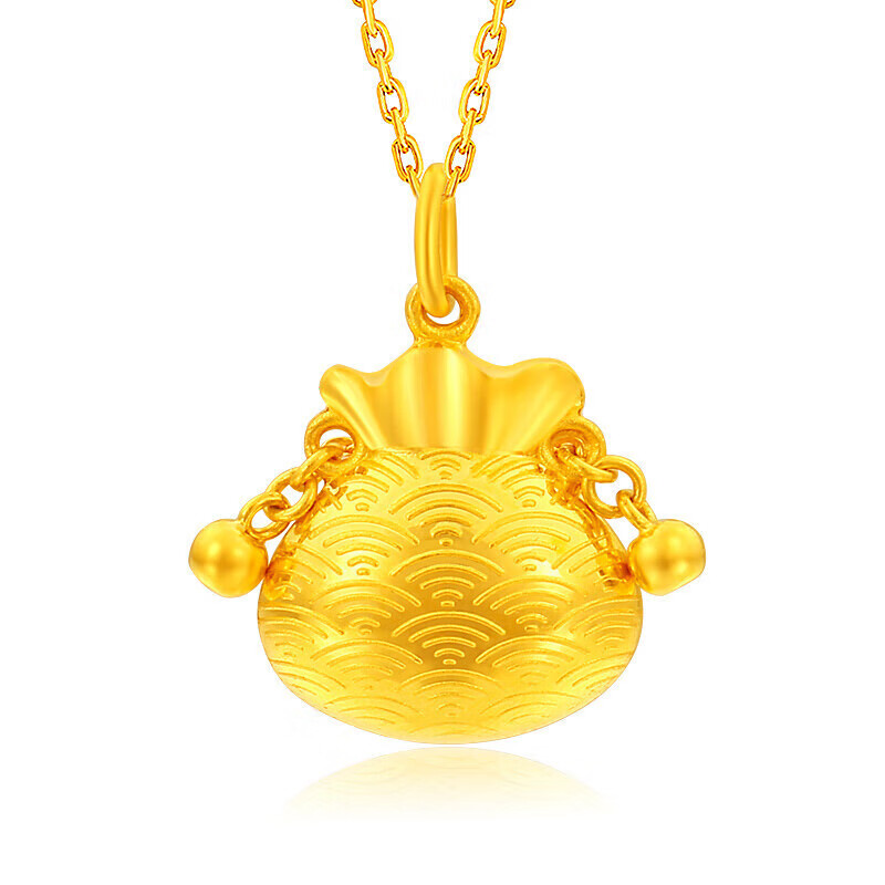 菜百首饰 黄金吊坠 足金铃铛福袋黄金吊坠不含链 计价 约3.30克