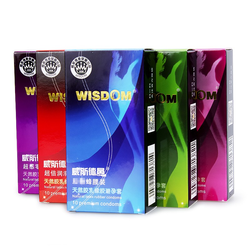 威斯德曼（Wisdom） 经典系列男用避孕套超薄润滑持久型颗粒螺纹凸点狼牙性情趣安全套 组合装（5盒共50只装）