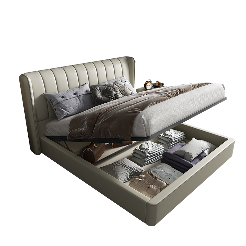 喜临门 真皮床 现代简约轻奢床 多功能储物家居双人主卧大婚床 维森 储物款-象牙白（头层牛皮+齐边式设计+进口松木） 180*200cm