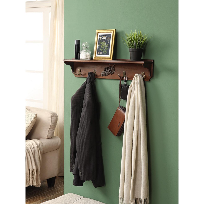 挂衣板墙板衣服挂架墙壁衣挂架挂墙美式实木搁板置物架墙上一字隔