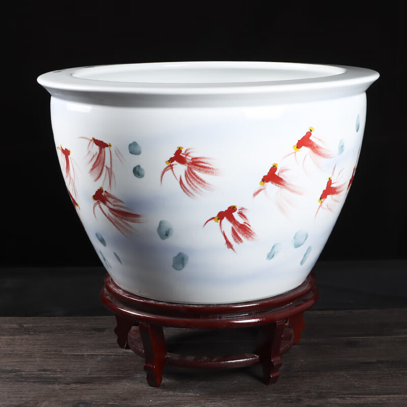 瓷调金玉满堂手绘景德镇陶瓷大水缸家用客厅阳台养鱼荷花缸户外装饰品