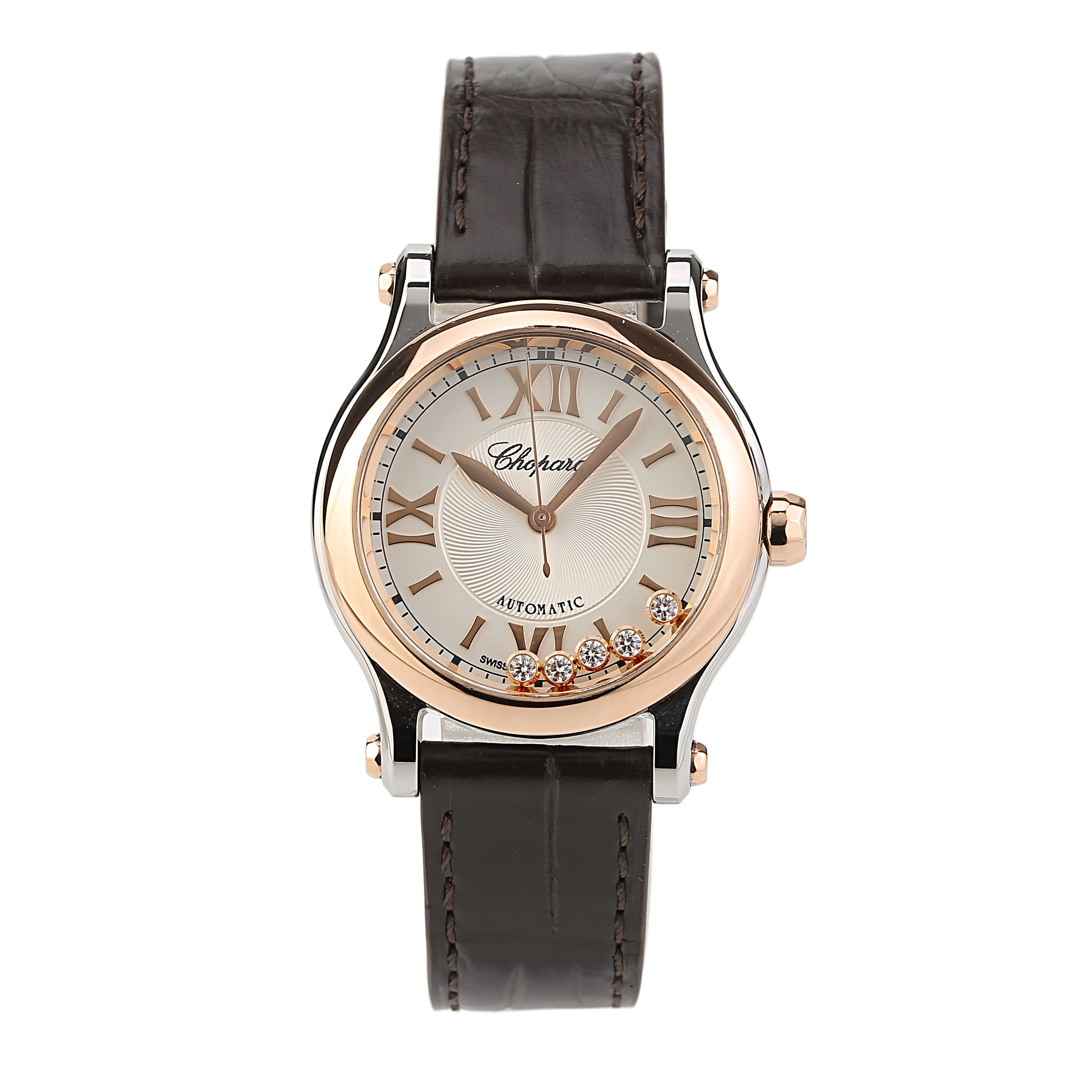 【二手95新】萧邦happy diamonds系列18k玫瑰金精钢原镶5颗可活动快乐