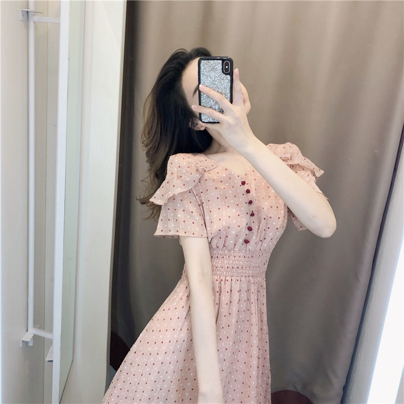 夏款女装连衣裙气质女神范衣服收腰显瘦气质裙子仙女超仙森系 图片色
