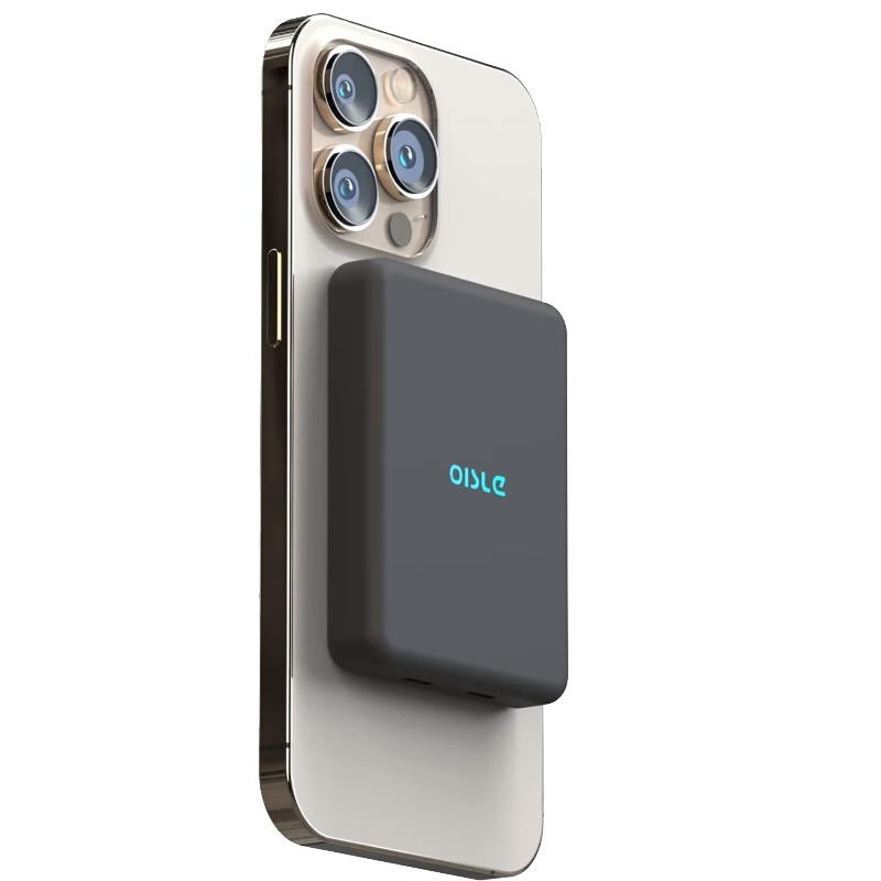 OISLE超薄小巧便携背夹Magsafe充电宝适用iPhone15外置电池14ProMax磁吸无线充电苹果13mini移动电源 MP280黑色8000毫安 iphone 14/13/12全系通用