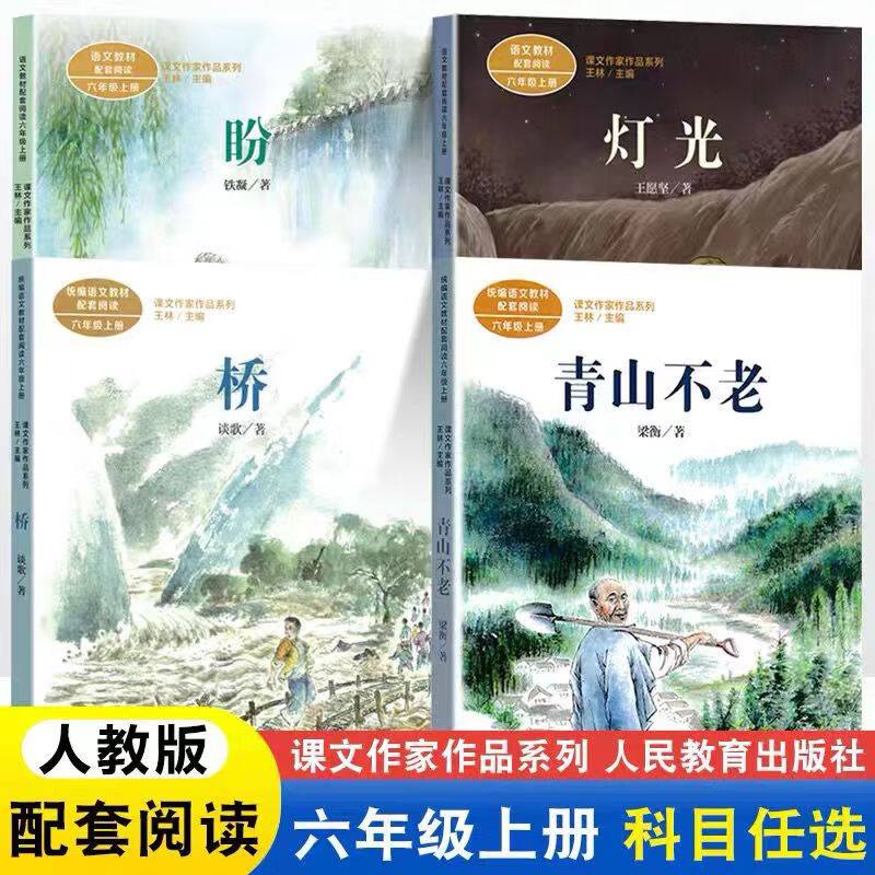 全套四册六年级上册灯光盼桥青山不老课文作品系列 必生课外同步拓展书人民社 【全4本】六年级配套阅读 人教版