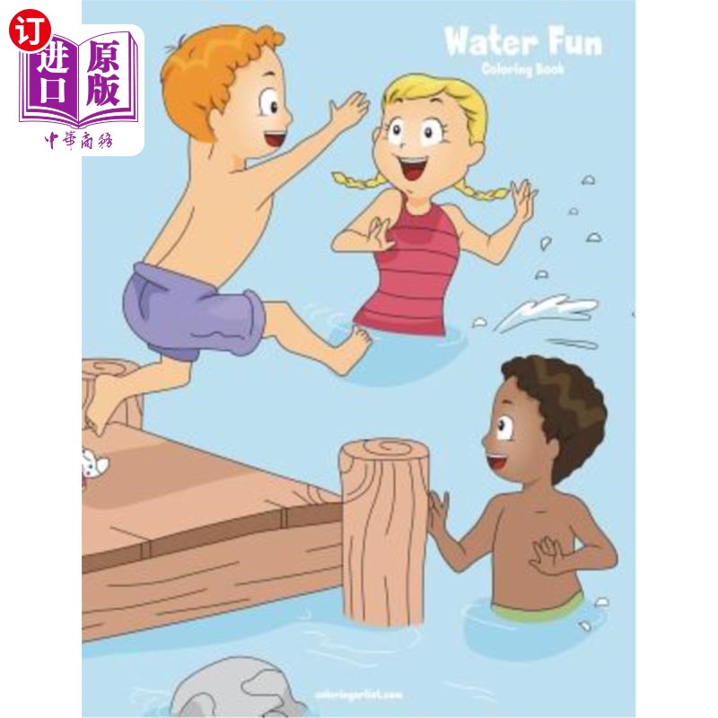 海外直订water fun coloring book 1 水的乐趣着色书1