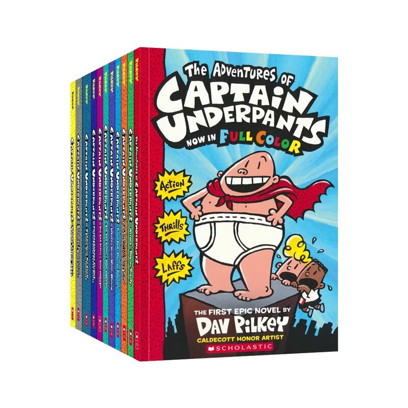 内裤超人 英文原版 Captain Underpants Paperback Color Edition#1-11 内裤超人全彩版1-11册平装套装 全彩幽默漫画读物 Dog Man作者 . 绿山墙图