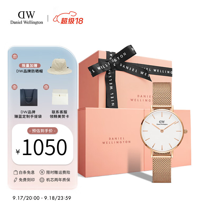 丹尼尔惠灵顿（DanielWellington）dw手表女 简约时尚欧美腕表石英女士手表 生日礼物送女友 28mm女表-白盘玫瑰金钢带/DW219