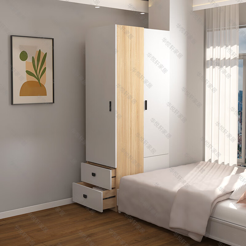 墨申床尾柜小户型床尾夹缝衣柜家用卧室窄衣橱简约现代实木收纳定 100