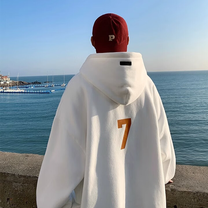 网禾山东吉密卫衣即墨卫衣印花重磅加1厚连帽男女秋冬款数字7号t恤宽