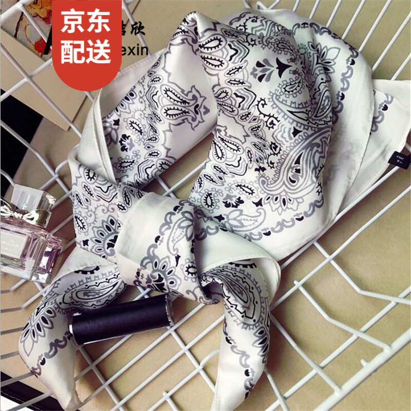 虔生缘(chansunrun) 丝巾女时尚简约撞色百搭复古小方巾女雪纺围巾