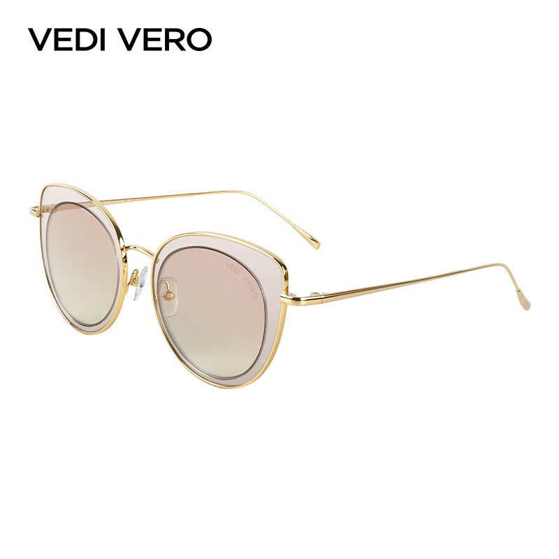 VEDI VERO 女款金色镜框金色镜腿淡黄粉色镜片件数全框眼镜太阳镜 VE945 BR 61MM 金色