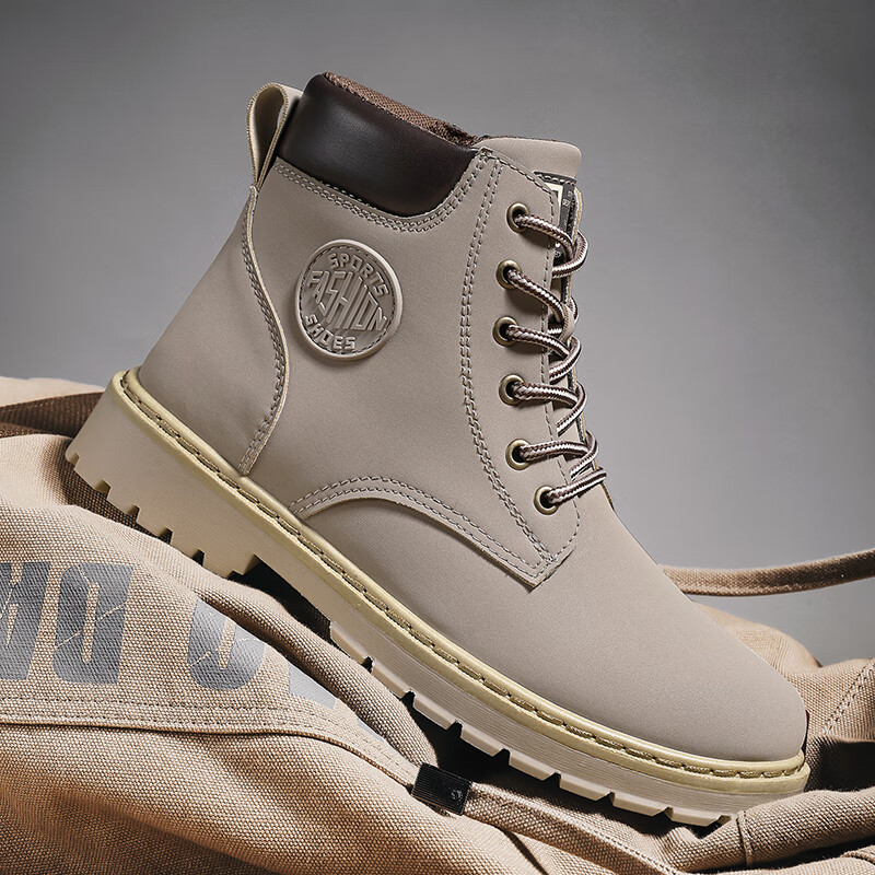 prince 户外王子春秋季马丁靴男高帮休闲皮面英伦风复古工装ins潮牌45