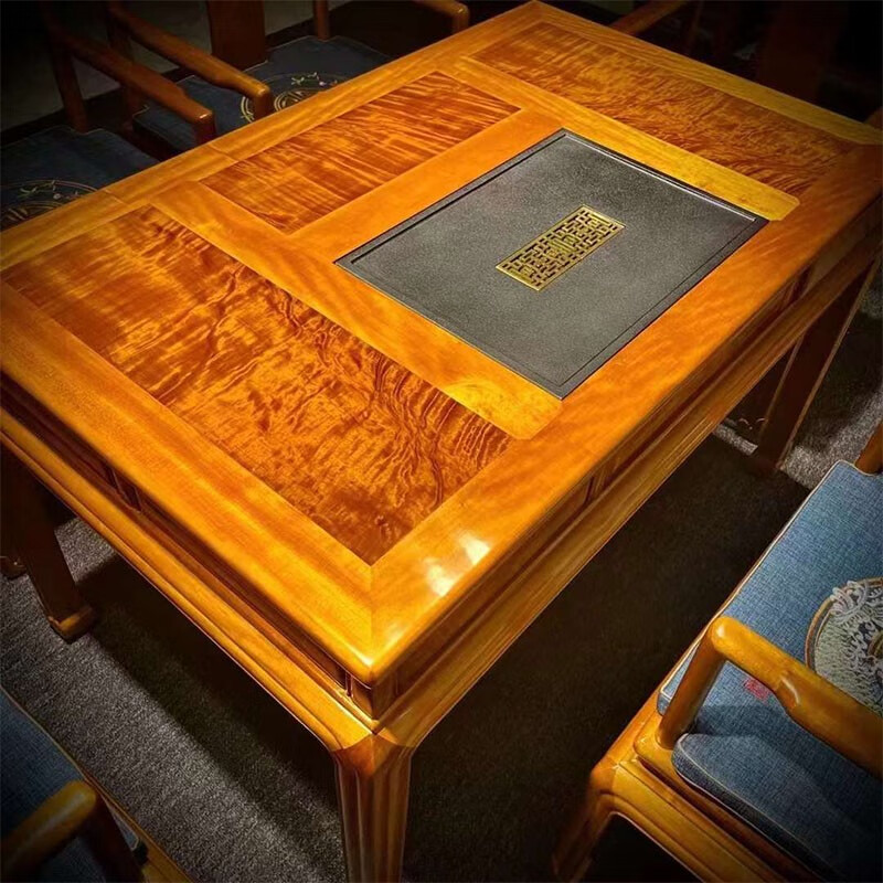 红善 金丝楠木茶桌茶台实木中式家具简约小叶桢楠禅意功夫泡茶明清