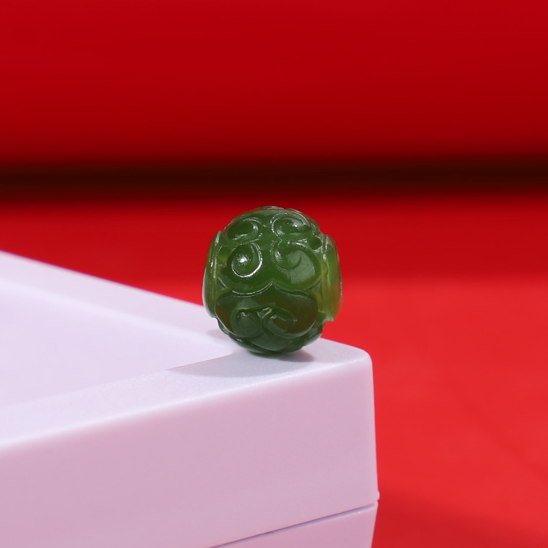 5mm回纹 单珠散珠菠菜绿手串镂空玉珠子