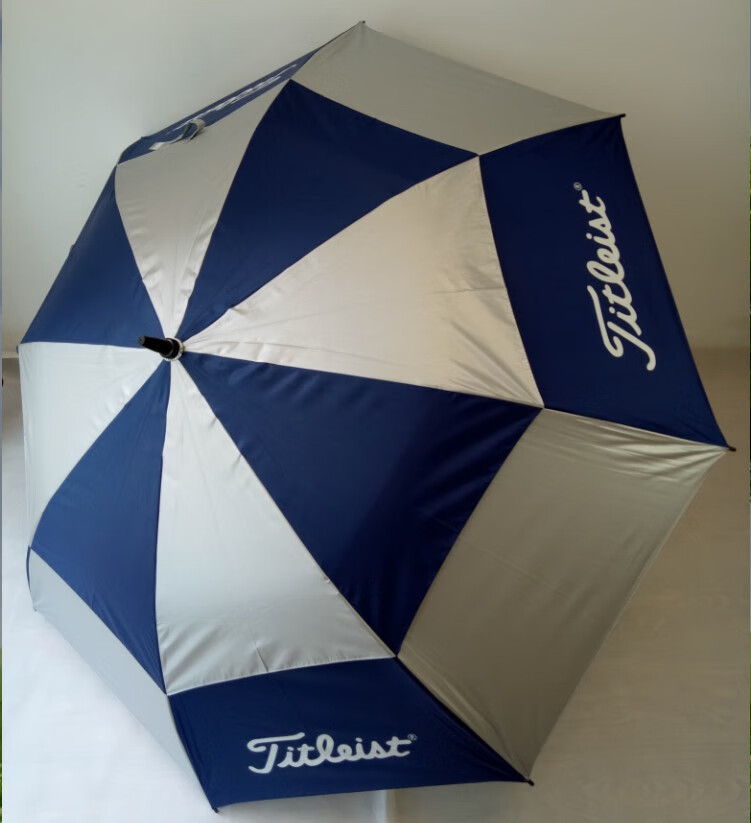 郦狼高尔夫遮阳伞新款 高尔夫雨伞 双层自动雨伞 防晒抗风 深蓝银色