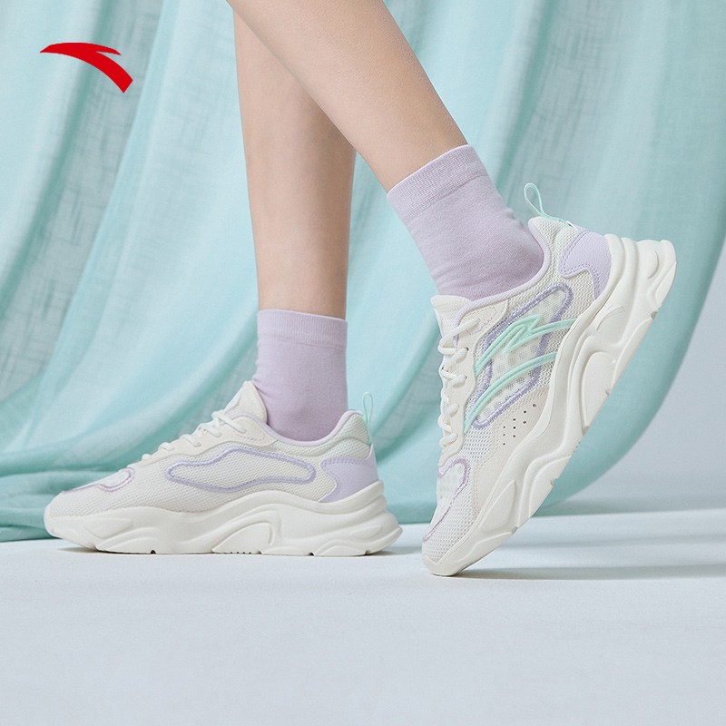 安踏(anta)【商场同款】安踏千禧休闲鞋女鞋复古厚底运动鞋透气老爹鞋