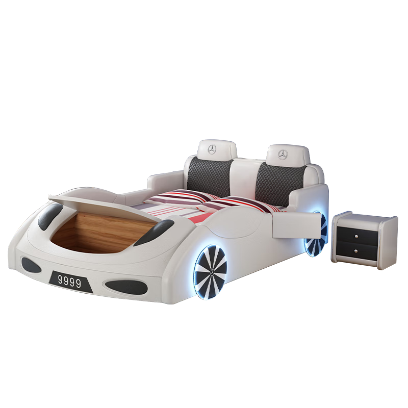 益豪康 兒童男孩跑車(chē)床兒童床汽車(chē)床1.5m單人床1.35賽車(chē)床 HL01 納帕皮單床(顏色備注) 1.2*2.0米（無(wú)功能）