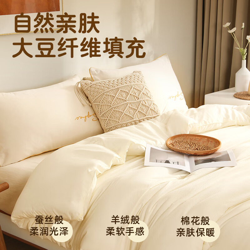 泰嗨奶黄被 母婴A类大豆纤维被子 秋冬季双人被芯  200*230cm 11%大豆纤维被 8斤
