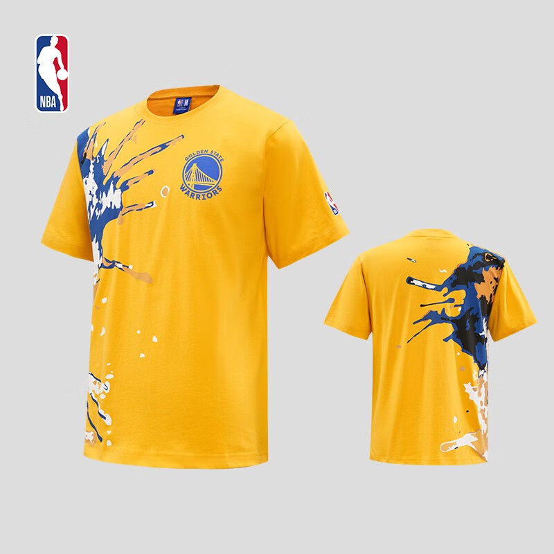nba 勇士队t恤 泼墨系列 男子运动潮流时尚休闲短袖t恤 腾讯体育 l