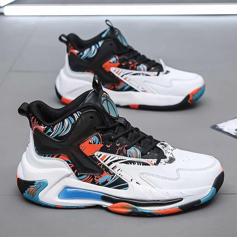 疾步(jibu)男鞋春季款2024新款青少年皮面初中学生休闲鞋防滑高帮篮球