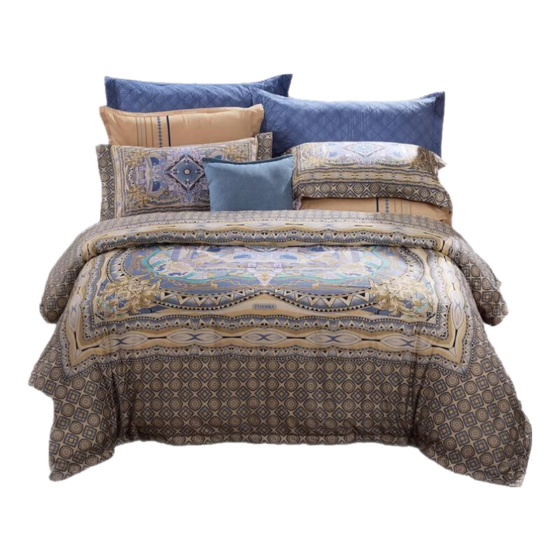 富安娜【线下同款】四件套纯棉 床上套件长绒棉皮马棉贡缎加大高档床品 100支长绒棉-数码印花款 克瑞斯 1.5米 床单款 （被套203*229cm）