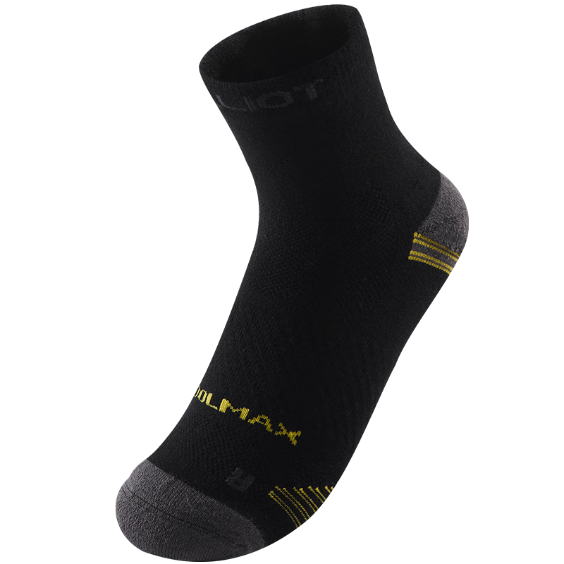 伯希和户外运动袜短筒冬袜男女登山透气抗菌防臭跑步袜子165035006黑色M