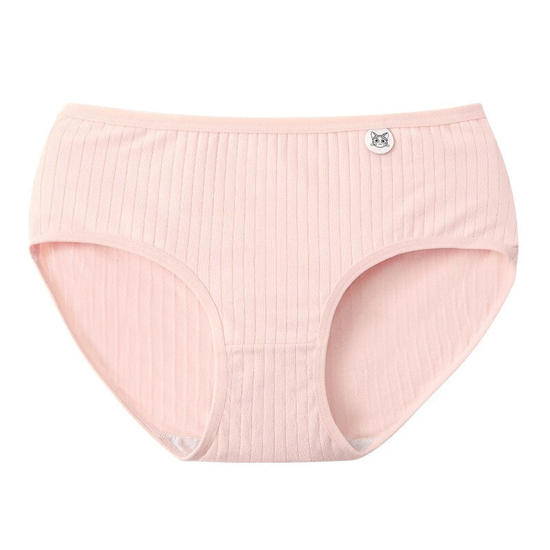 莫代尔女士内裤纯棉裆少女中腰可爱夏季抗菌三角内裤3条装 猫咪图案3条混色装 L 95-110斤