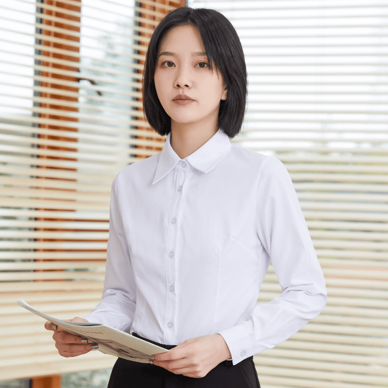 朵迪雅尚(duodiyashang) 朵迪雅尚春夏新款白色长袖衬衫女职业装打底