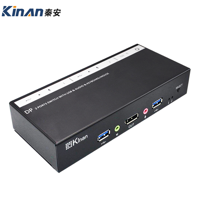 秦安(kinan)kvm切换器2口dp二进一出usb3.