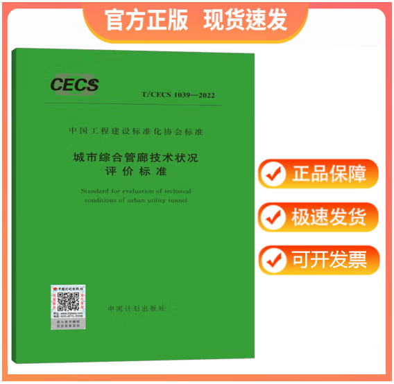 【正版现货】T/CECS 1039-2022 城市综合管廊技术状况评价标准