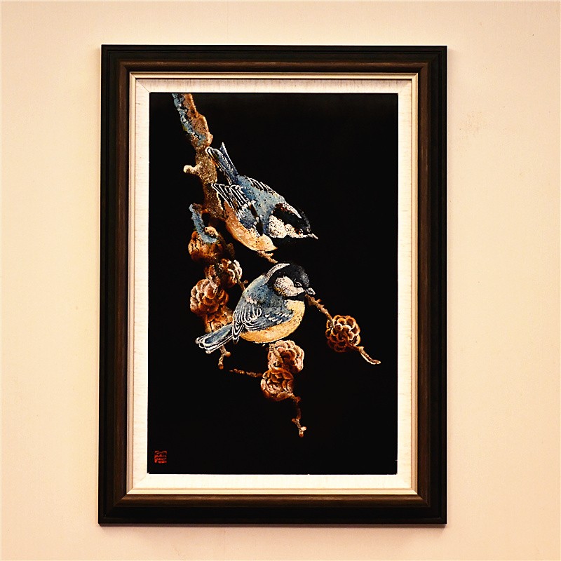 游此斋艺术品收藏漆画大漆艺术喜上眉梢画作装饰画玄关挂画床头画