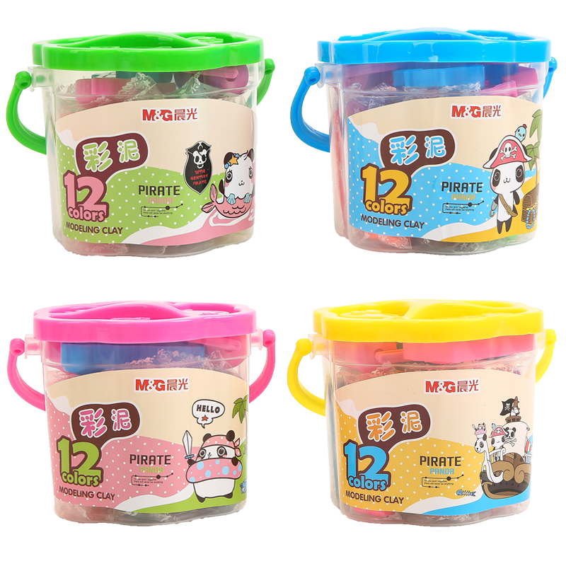 晨光(M&G)文具12色桶装彩泥  可爱卡通 儿童手工DIY玩具 橡皮泥套装 包装颜色随机AKE04032