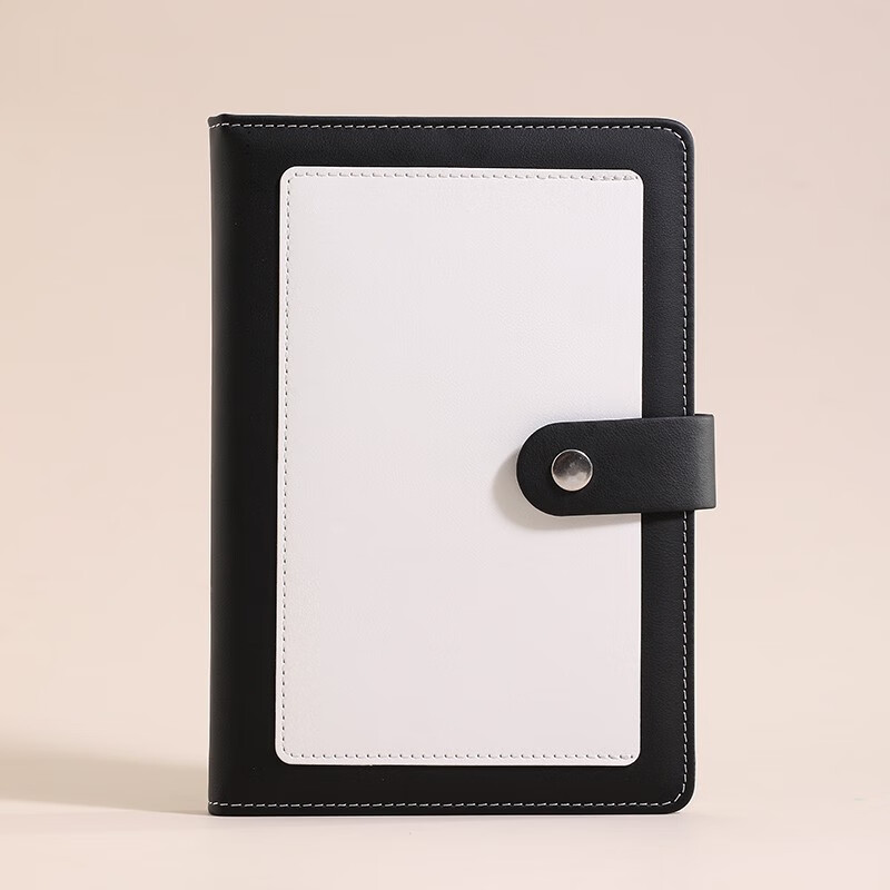 A5创意口袋记事本商务多功能搭扣带笔插笔记本简约大学生日记本办公会议记录本皮面手账本本子加厚可定制 黑色