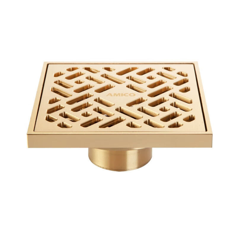 菲文特纯铜地漏加厚黄铜铜色淋浴厨卫方形防臭过滤t型重力自封弹 10*