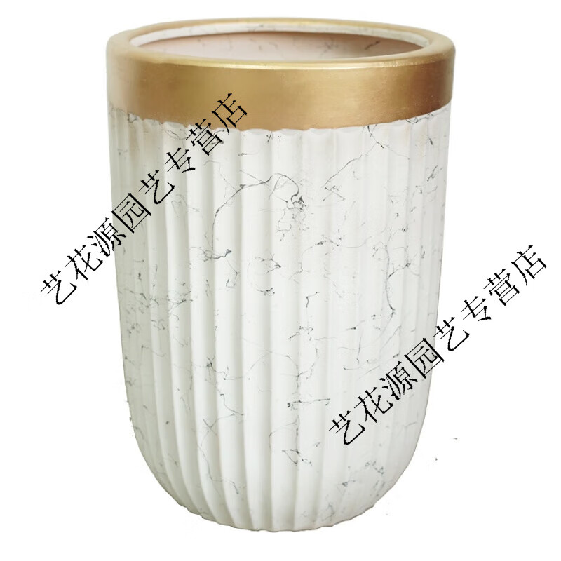 北欧陶瓷花盆透气金边特大口径绿植物套装组合创意新高花盆大 宽绰款