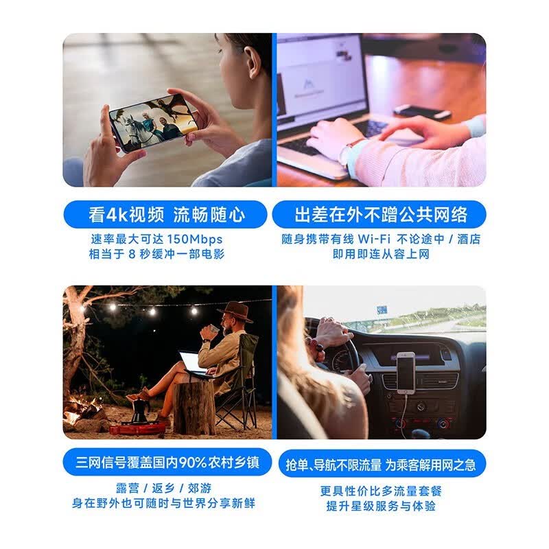 飞猫智联【无月租0预存 自由换卡】飞猫智联U8 移动随身wifi三网通4g无线网卡免驱动可插卡车载wifi 免插卡三网切换(WiFi6升级版)+体验流量
