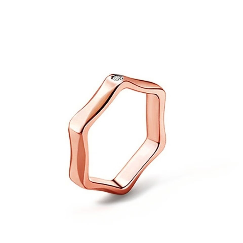 baofanchi浪浪钉明星同款tasaki六边形戒指银款六角螺母情侣对戒