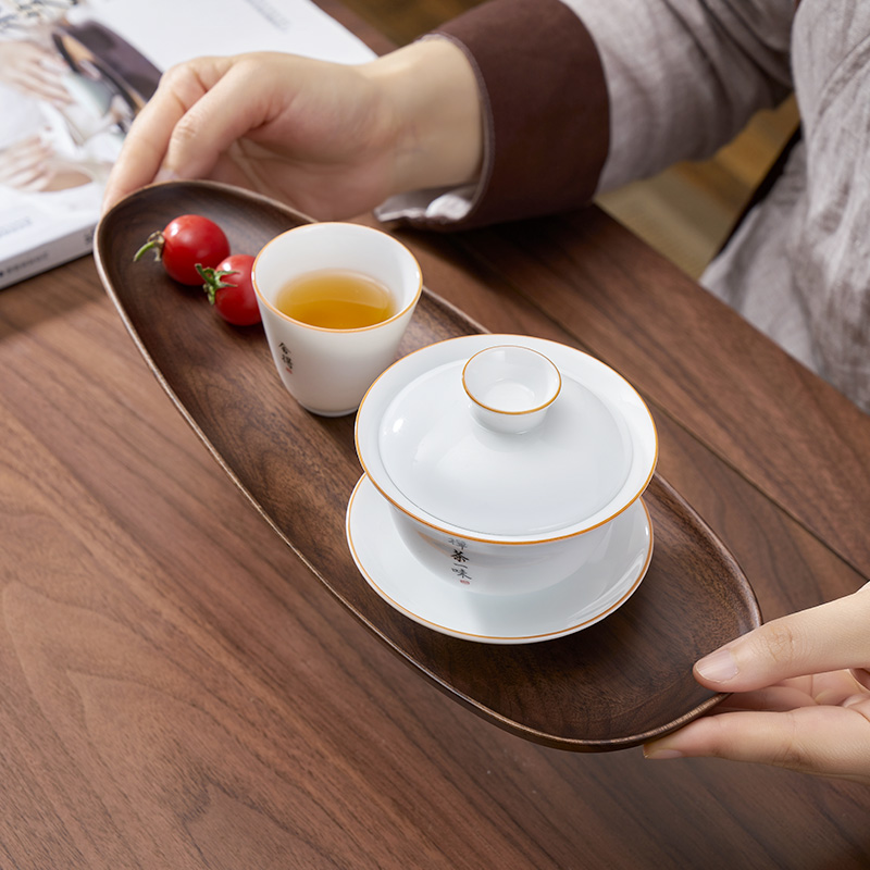 盘实木干果盘创意零食盘客厅茶几点心盘干泡盘 黑胡桃小水滴 单果盘